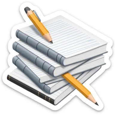Stack of essay papers with pencil sticker
