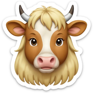 cow with long blonde hair sticker