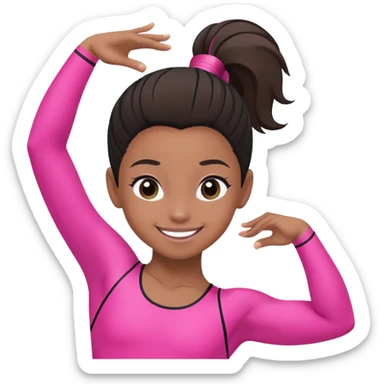 "A gymnast in black and minimal pink outfit with a smile and a look of surprise (normal skin) sticker