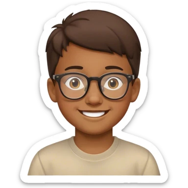 smiling boy with glasses indoors sticker