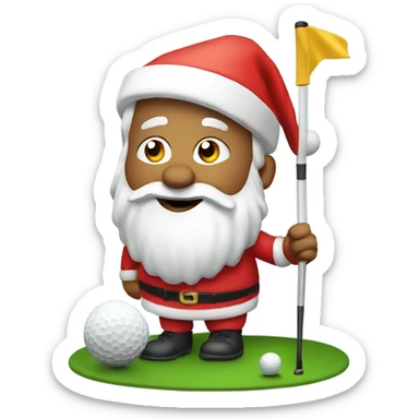 Santa playing golf sticker