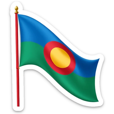 emoji de bandera gitana azul verde y círculo rojo en el centro sticker