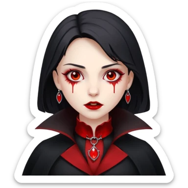 Women Vampire with black coat dress and eyes should be red with blood sticker