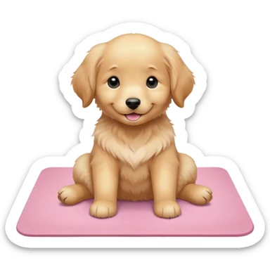 Funny Golden retriever puppy on light pink yoga mat sticker