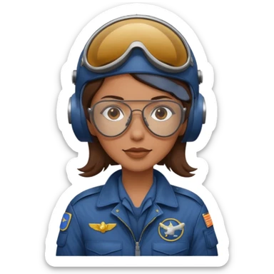 A female pilot with medium skin and tied-back brown hair sticker