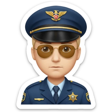 Officer with peaked cap + aviator sunglasses sticker