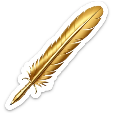 3D perspective academic premium golden ink feather pen sticker