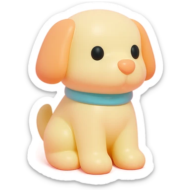               Transform {subject} into a soft vinyl figure with a smooth, glossy surface. The material should look slightly rubbery and tactile, with minimalistic curves and a matte-gloss hybrid finish. Use pastel or soft solid colors. The surface is seamless, with no visible textures or roughness. Studio lighting, vibrant background, clean, playful, designer toy aesthetic and no shadows. {subject} = dog sticker