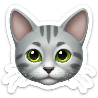 gato gris con ojos verdes  sticker