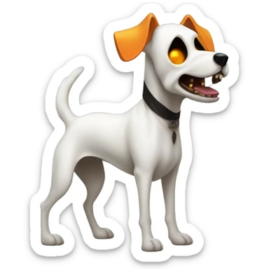 Nightmare Before Christmas Zero Ghost Dog - white with jackolantern nose, pointed face, long ears that stand up, body that looks like a billowing sheet sticker