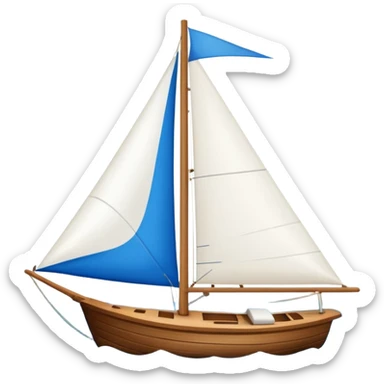 Sailboat – White sail on wooden hull sticker