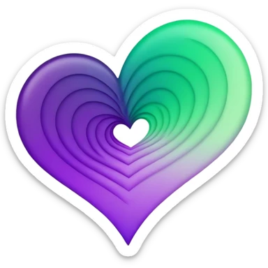 Gif of Spinning Green and Purple Ombre Heart  sticker