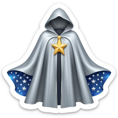 a fantasy  magic, silver color with star pattern cloak sticker