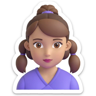 girl with brown eyes, brown hair in a ponytail sticker