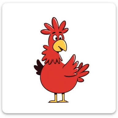 Red chocobo from Final Fantasy, large red bird-like mount with yellow beak sticker