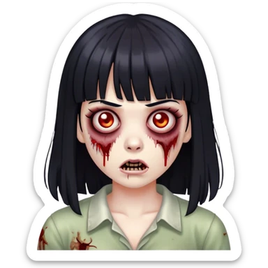 zombie with black hair and bangs sticker