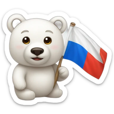 White bear with russian flag sticker