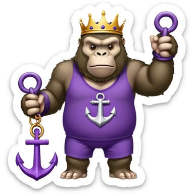 king kong wearing dockers jersey white and purple anchor sticker