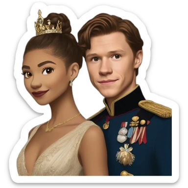 Zendaya with tom holland as a royal, fine art sticker
