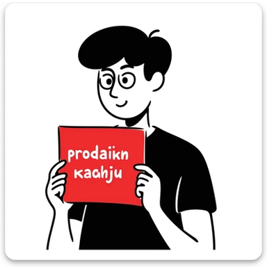 A man in a black t-shirt holding a red square, with the text "продающий красный" sticker