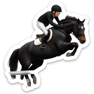 Black horse jumping over a jump sticker