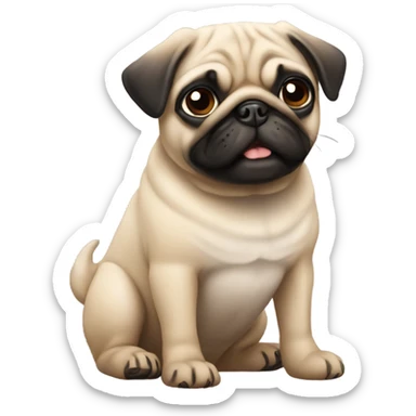 A pug with 1 puppy sticker