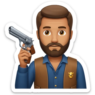 bearded hitman with pistol sticker