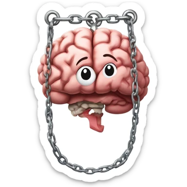 Brain bound in chains and heart locket sticker