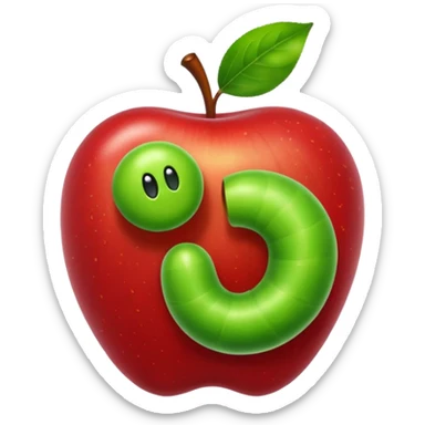 worm, apple sticker