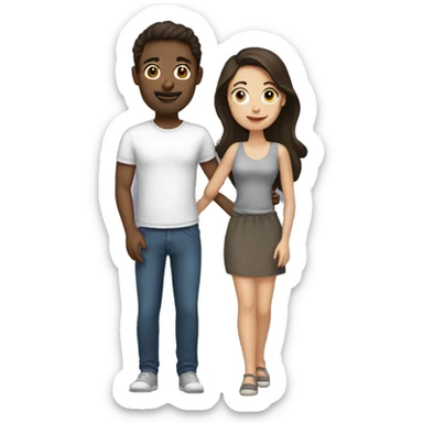 Brunette couple. Man and woman  sticker