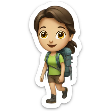 Brunette girl goes trekking sticker