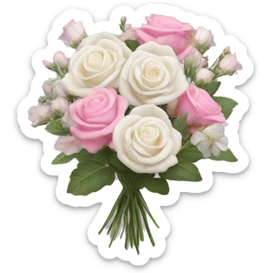 pink wildflower bouquet with white roses  sticker