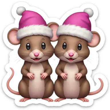 Rats with Christmas hats sticker