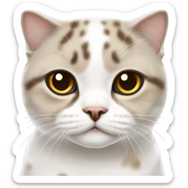 White with brown spots Scottish fold cat  sticker