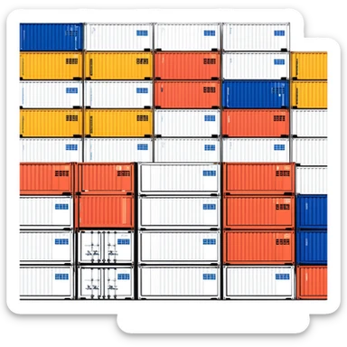 Stack of shipping containers at a port, multicolored cargo boxes sticker