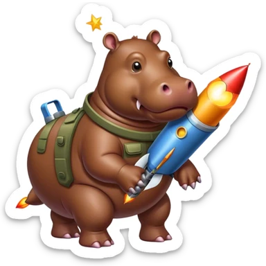 Ippopotamo con un lancia razzi sticker