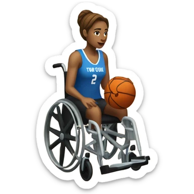 A white woman in a wheelchair playing basketball sticker