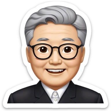Happy Grey haired Kim il sung wearing black sticker