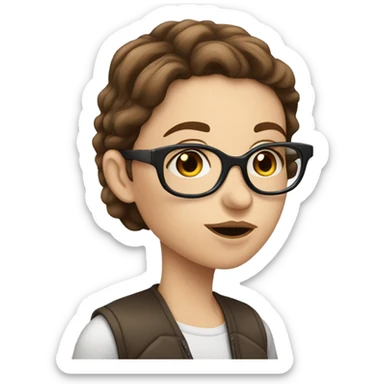 White girl with Brown hair and glasses blowing a kiss  sticker