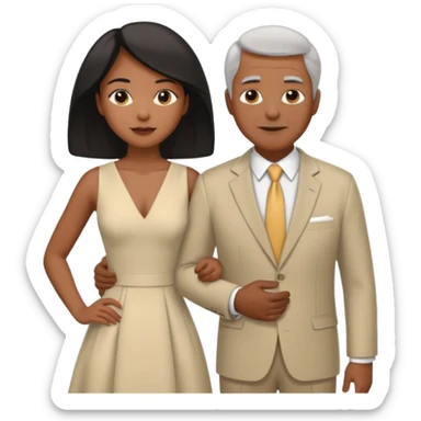 mixte couple black girl , white dark haired older  man sticker