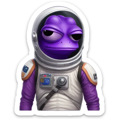 purple colour pepe frog using astronout costume with "LFG" text sticker