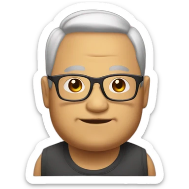 Old tanaka fat with glasses no  mustache sticker