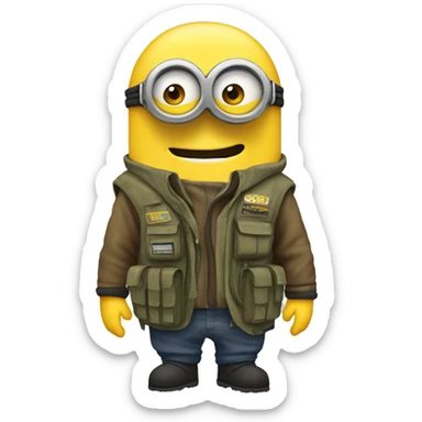 A minion in survival clothing sticker