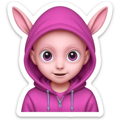 Aliens Pink, hoodie, cute big eyes, big ears sticker