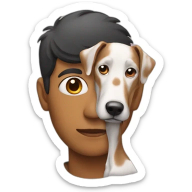 A human with a dog's head sticker