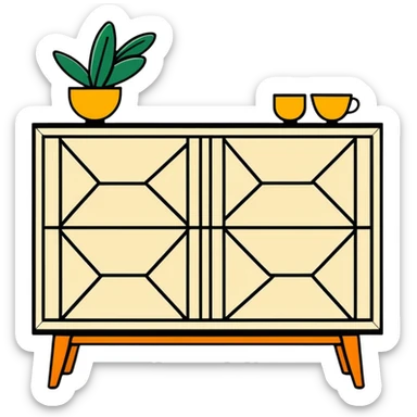 Mid century sideboard with geometric pattern sticker