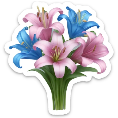 Bouquet of pink and blue lilies sticker