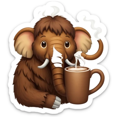 A mammoth who drinks a hot chocolate sticker