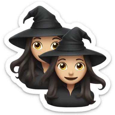 Two brunette witches  sticker