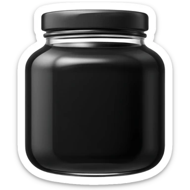 jar with black paste inside sticker